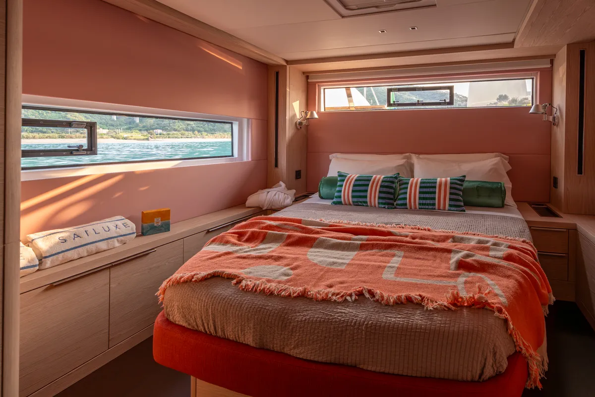 Cabin on Sailuxe - Gloria, a Lagoon Sixty 5 catamaran at Capo d'Orlando, Italy