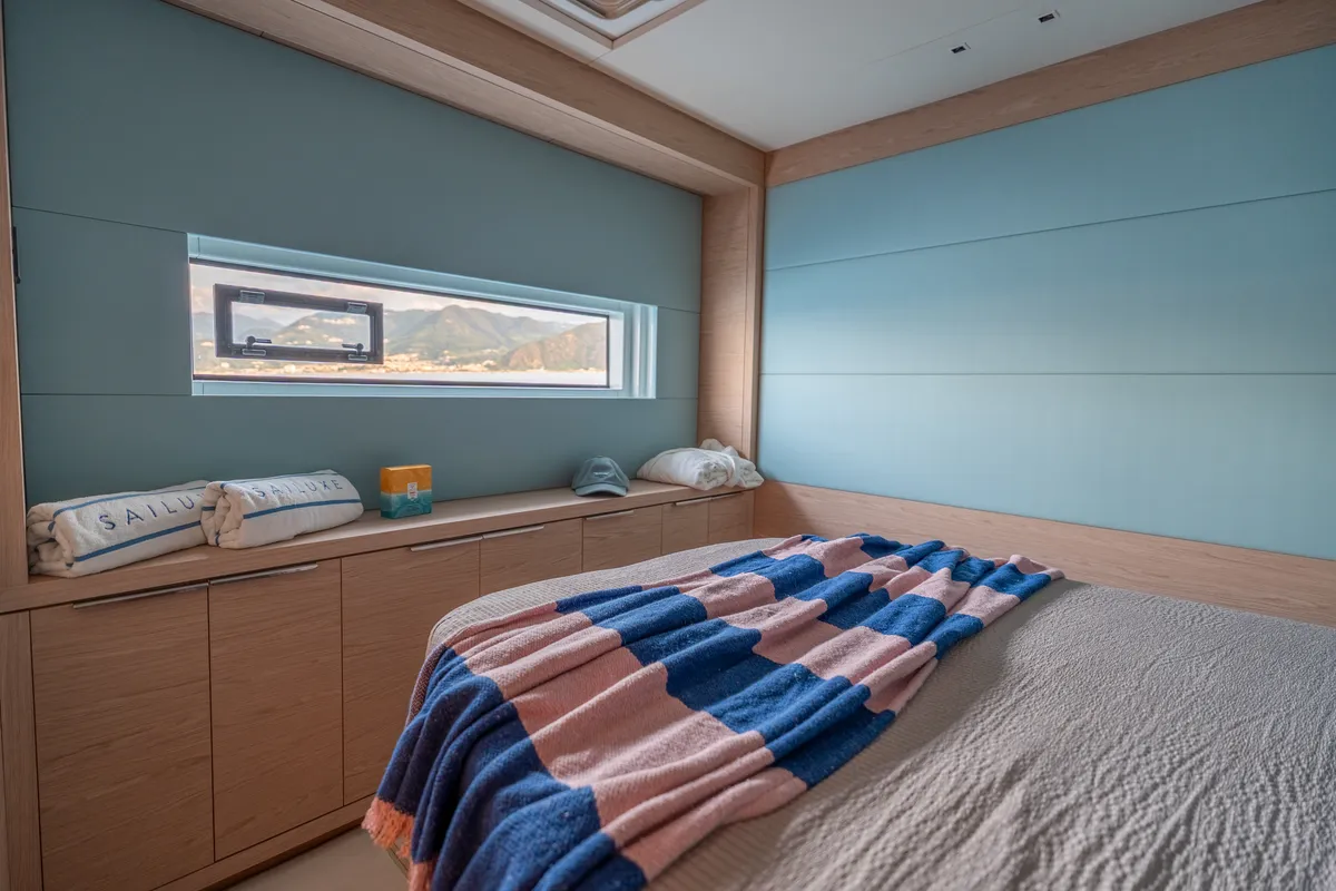 Cabin on Sailuxe - Gloria, a Lagoon Sixty 5 catamaran at Capo d'Orlando, Italy
