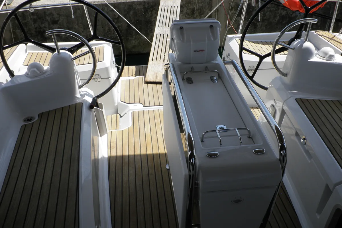 Cockpit of Paloma, a Jeanneau Sun Odyssey 379 sailboat at Općina Sukošan, Croatia
