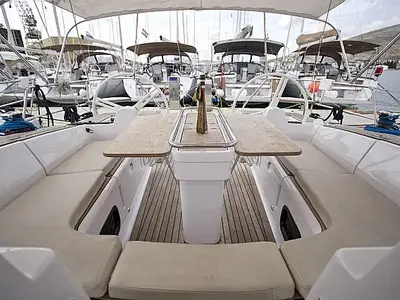 Deck of Midnight, a Elan Impression 45 sailboat at Grad Trogir, Croatia