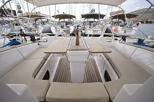 Deck of Midnight, a Elan Impression 45 sailboat at Grad Trogir, Croatia