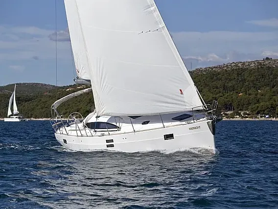 Exterior view of Midnight, a Elan Impression 45 sailboat at Grad Trogir, Croatia