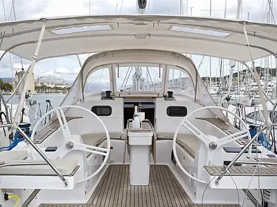 Cockpit of Midnight, a Elan Impression 45 sailboat at Grad Trogir, Croatia