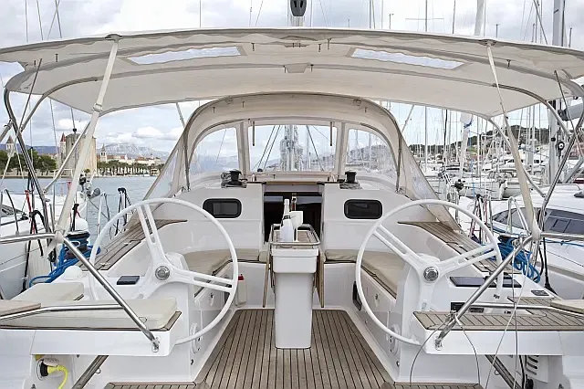 Cockpit of Midnight, a Elan Impression 45 sailboat at Grad Trogir, Croatia