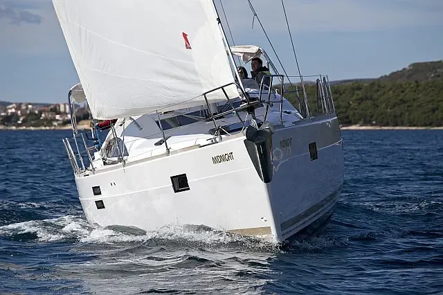 Exterior view of Midnight, a Elan Impression 45 sailboat at Grad Trogir, Croatia