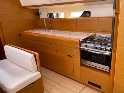 Galley of Tanqueray, a Jeanneau Sun Odyssey 479 sailboat at Capo d'Orlando, Italy