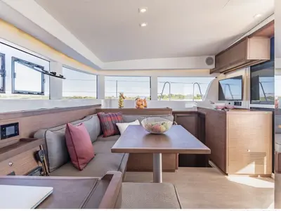 Salon of Bubi, a Lagoon 40 catamaran at La Spezia, Italy