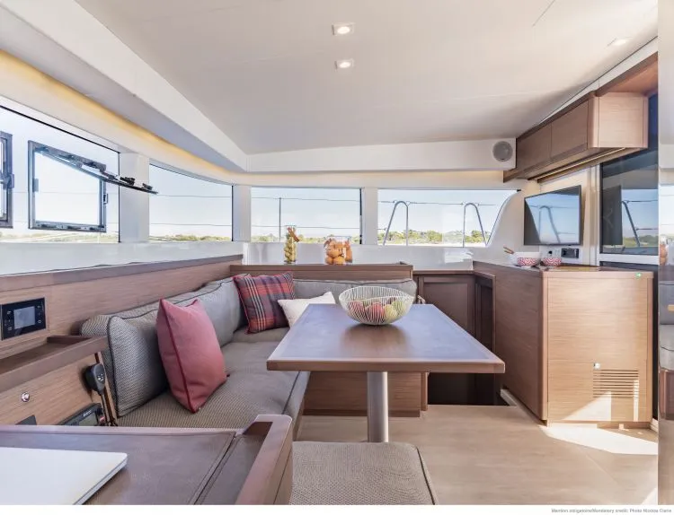 Salon of Bubi, a Lagoon 40 catamaran at La Spezia, Italy