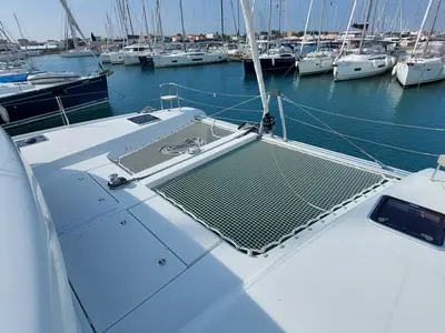Deck of Dalmatia Sunrise, a Lagoon 42 catamaran at Sukošan, Croatia