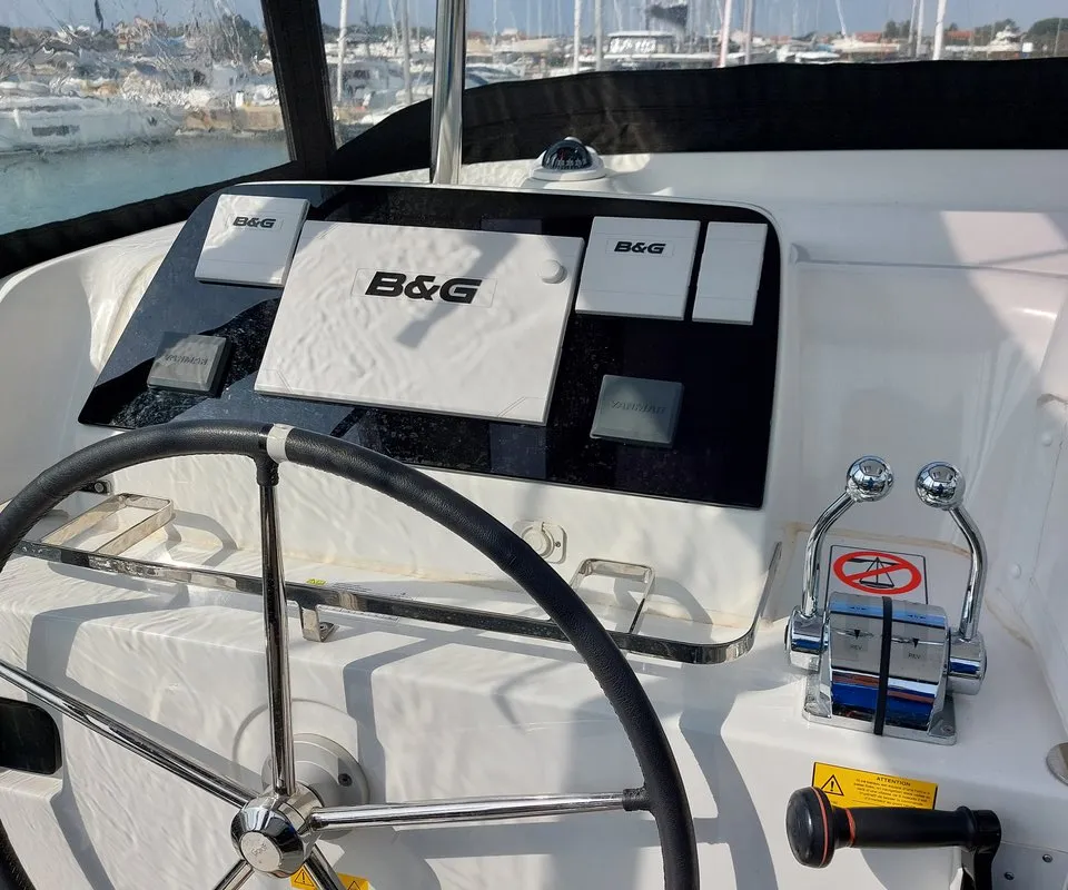 Cockpit of Dalmatia Sunrise, a Lagoon 42 catamaran at Sukošan, Croatia