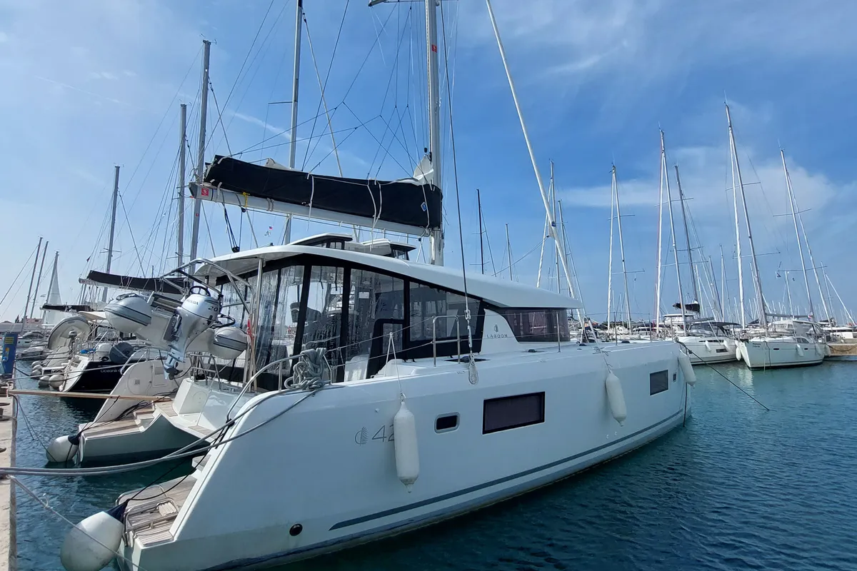 Dalmatia Sunrise, a Lagoon 42 catamaran at Sukošan, Croatia