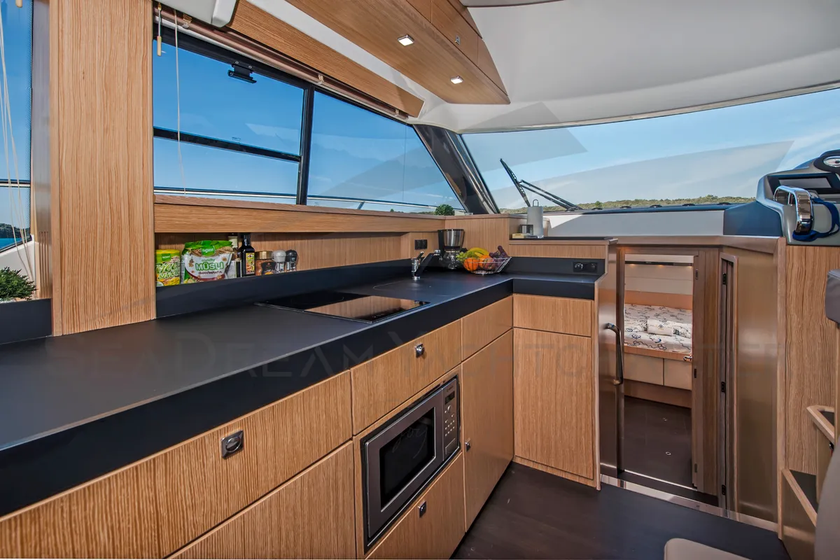 Galley of SUNSHINE, a Bavaria Virtess 420 Fly motorboat at Općina Sukošan, Croatia