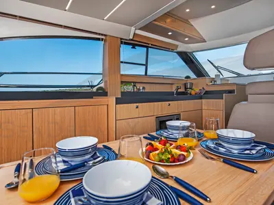 Galley of SUNSHINE, a Bavaria Virtess 420 Fly motorboat at Općina Sukošan, Croatia