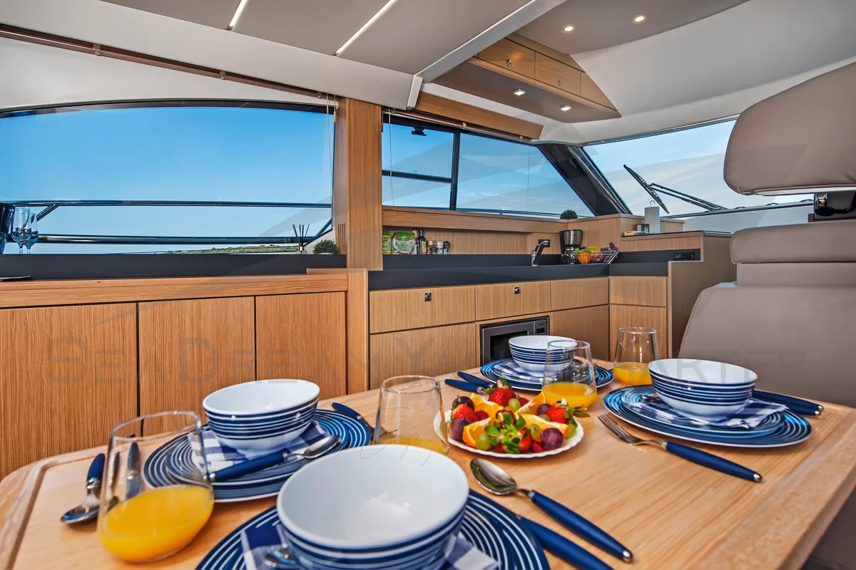 Galley of SUNSHINE, a Bavaria Virtess 420 Fly motorboat at Općina Sukošan, Croatia