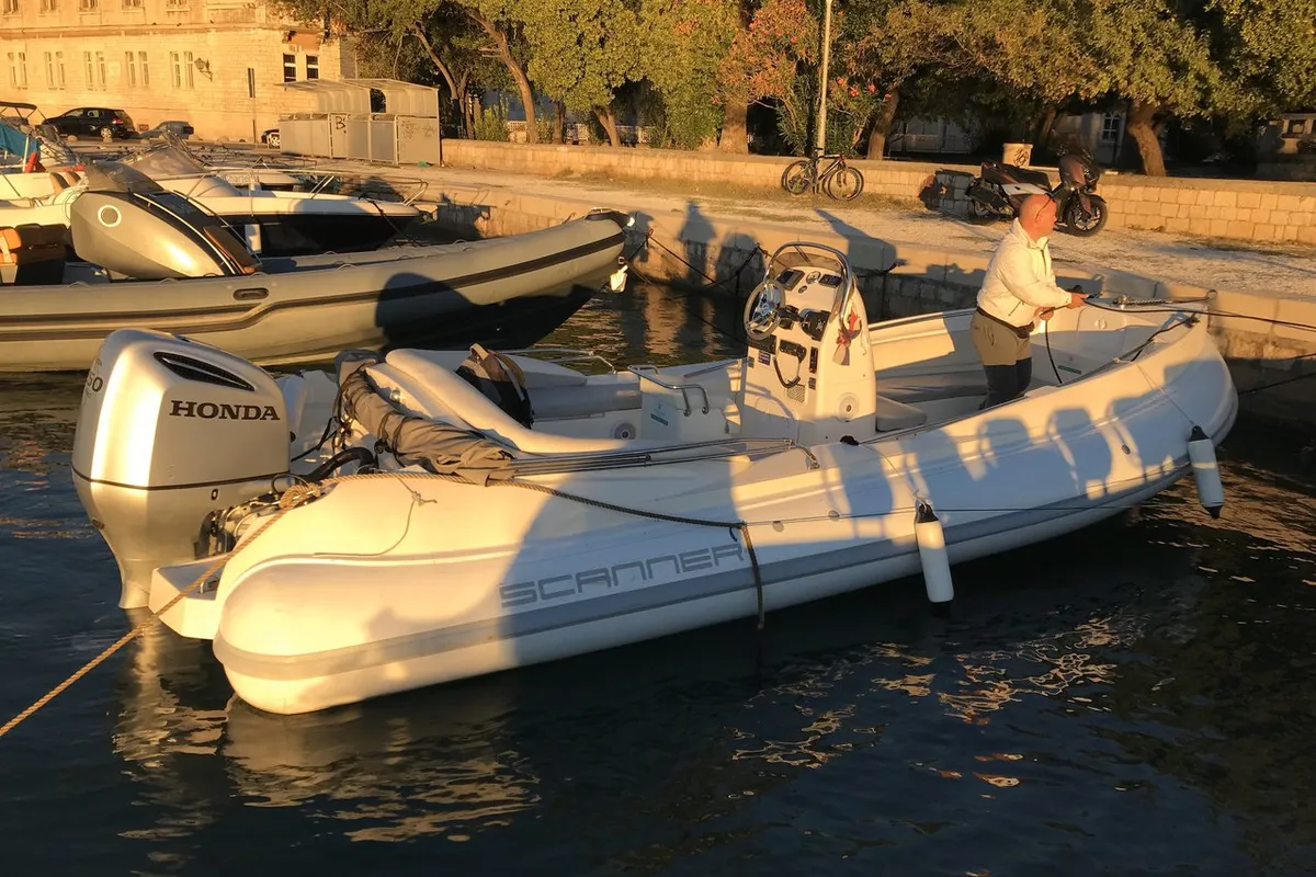 Exterior view of Scanner Envy 710, a RIB at Trogir, Croatia