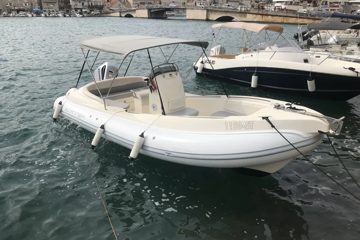 Exterior view of Scanner Envy 710, a RIB at Trogir, Croatia