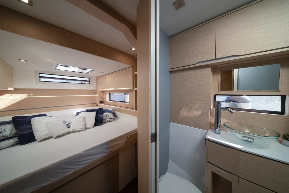 Cabin on Bela, a Cervetti 44 catamaran at Primošten, Croatia