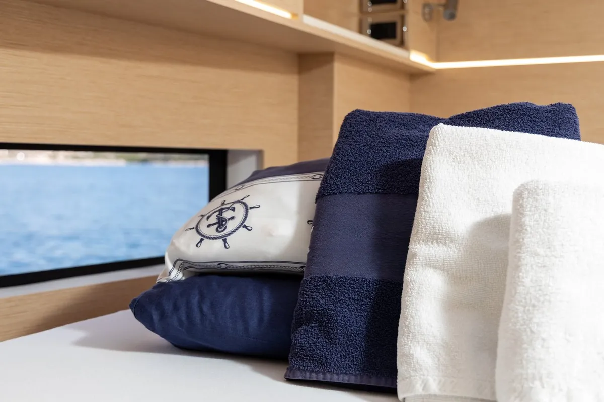 Cabin on Bela, a Cervetti 44 catamaran at Primošten, Croatia