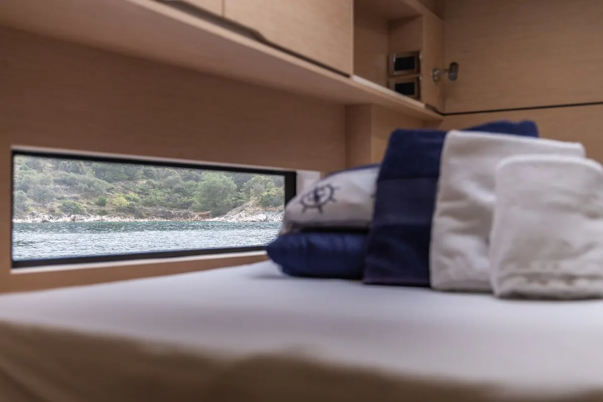 Cabin on Bela, a Cervetti 44 catamaran at Primošten, Croatia