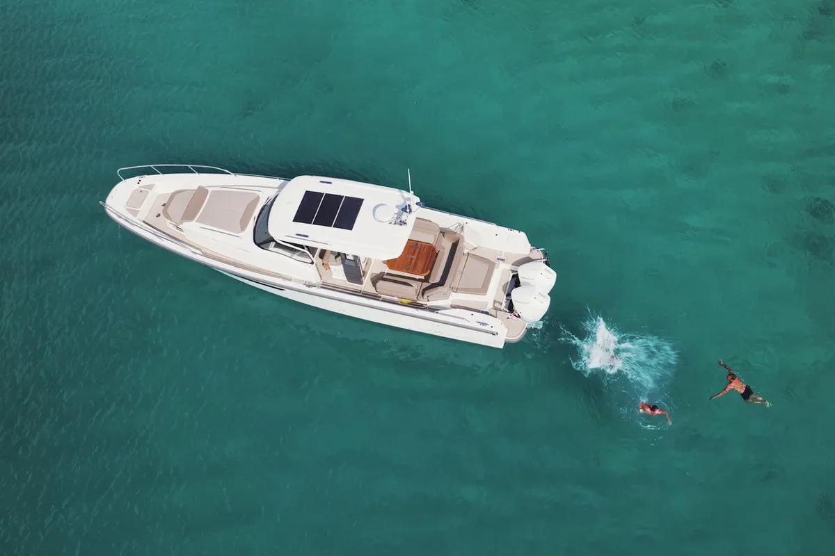 Exterior view of Kali, a Nimbus T11 motorboat at Općina Sukošan, Croatia
