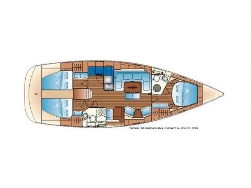 Floor plan of Comfort, a Bavaria 44 Vision sailboat at Bergen, Norway