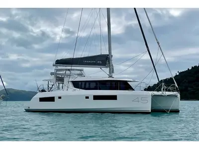 Celavie III, a Leopard 45 catamaran at Lefkada, Greece