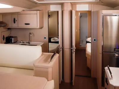 Galley of Lyra, a Jeanneau 60 sailboat at Athens, Greece