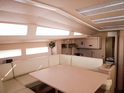 Salon of Lyra, a Jeanneau 60 sailboat at Athens, Greece