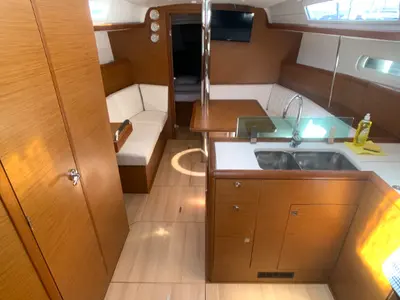 Salon of Amadeus, a Jeanneau Sun Odyssey 389 sailboat at Općina Rogoznica, Croatia