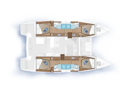 Floor plan of Ledi - Premium Line, a Lagoon 46 catamaran at Tonnarella, Italy