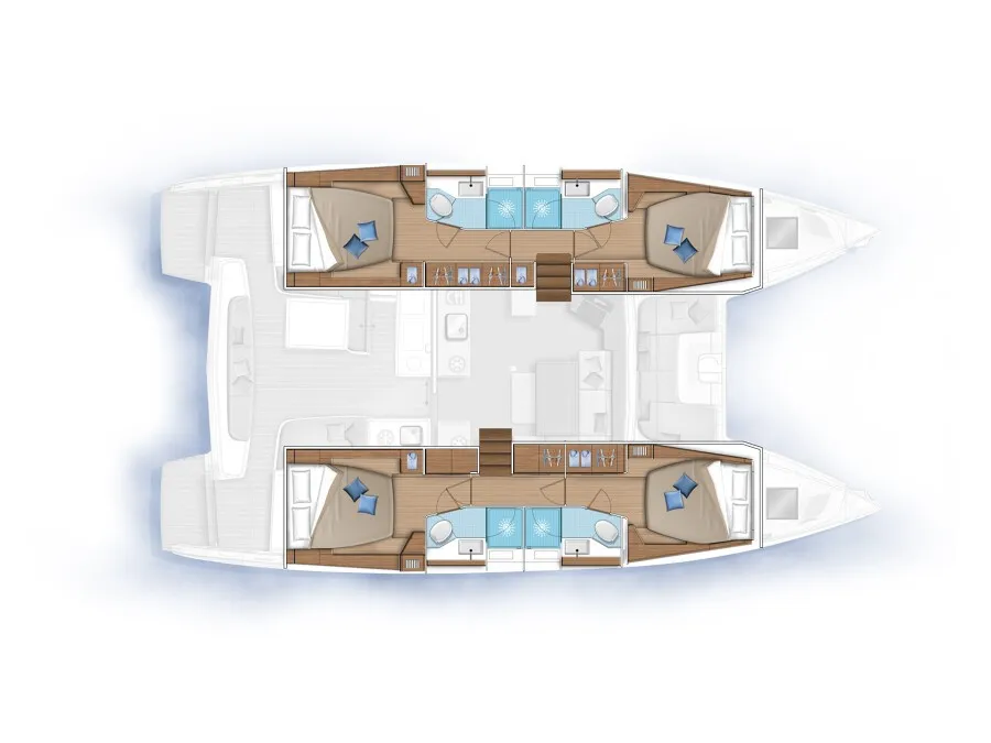 Floor plan of Ledi - Premium Line, a Lagoon 46 catamaran at Tonnarella, Italy