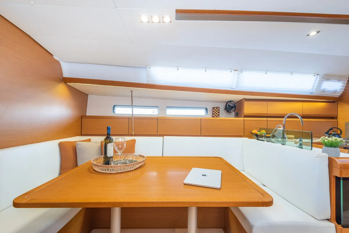 Galley of Asante, a Jeanneau Sun Odyssey 449 sailboat at Municipal Unit of Lefkada, Greece