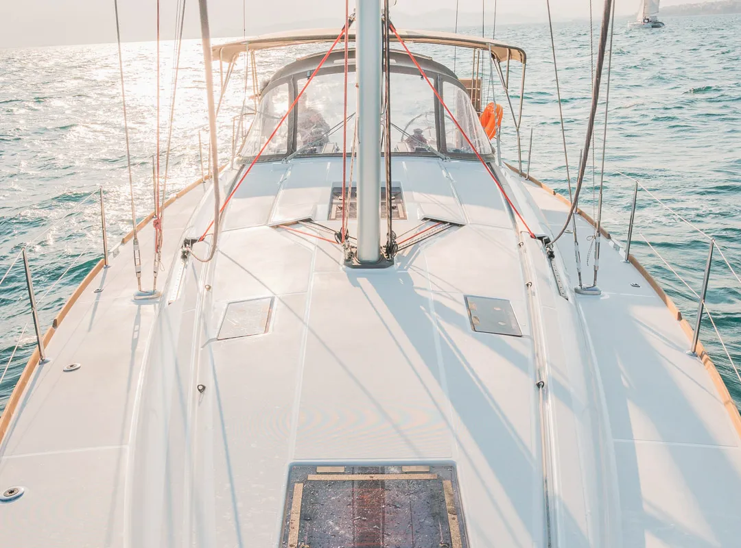 Asante, a Jeanneau Sun Odyssey 449 sailboat at Municipal Unit of Lefkada, Greece