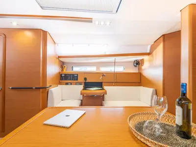 Salon of Asante, a Jeanneau Sun Odyssey 449 sailboat at Municipal Unit of Lefkada, Greece