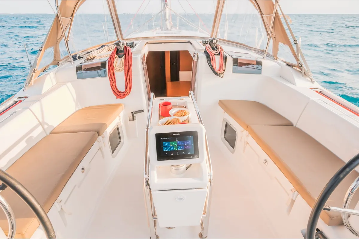 Cabin on Asante, a Jeanneau Sun Odyssey 449 sailboat at Municipal Unit of Lefkada, Greece