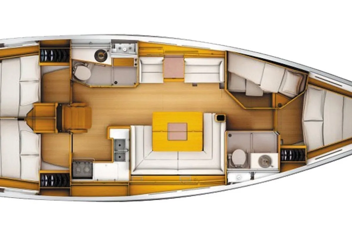 Deck of Asante, a Jeanneau Sun Odyssey 449 sailboat at Municipal Unit of Lefkada, Greece