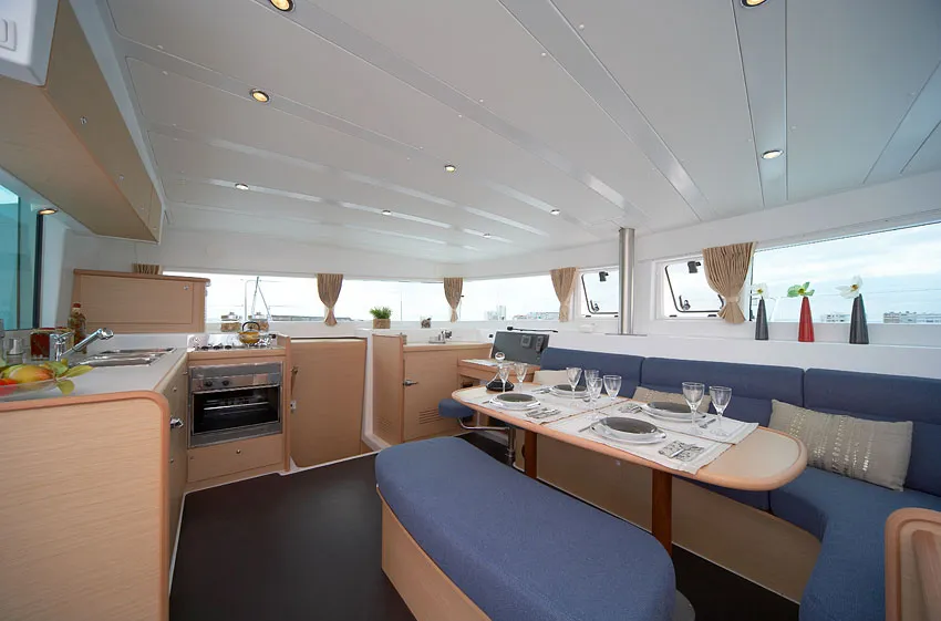 Galley of Dynamis, a Lagoon 420 catamaran at Sithonia, Greece