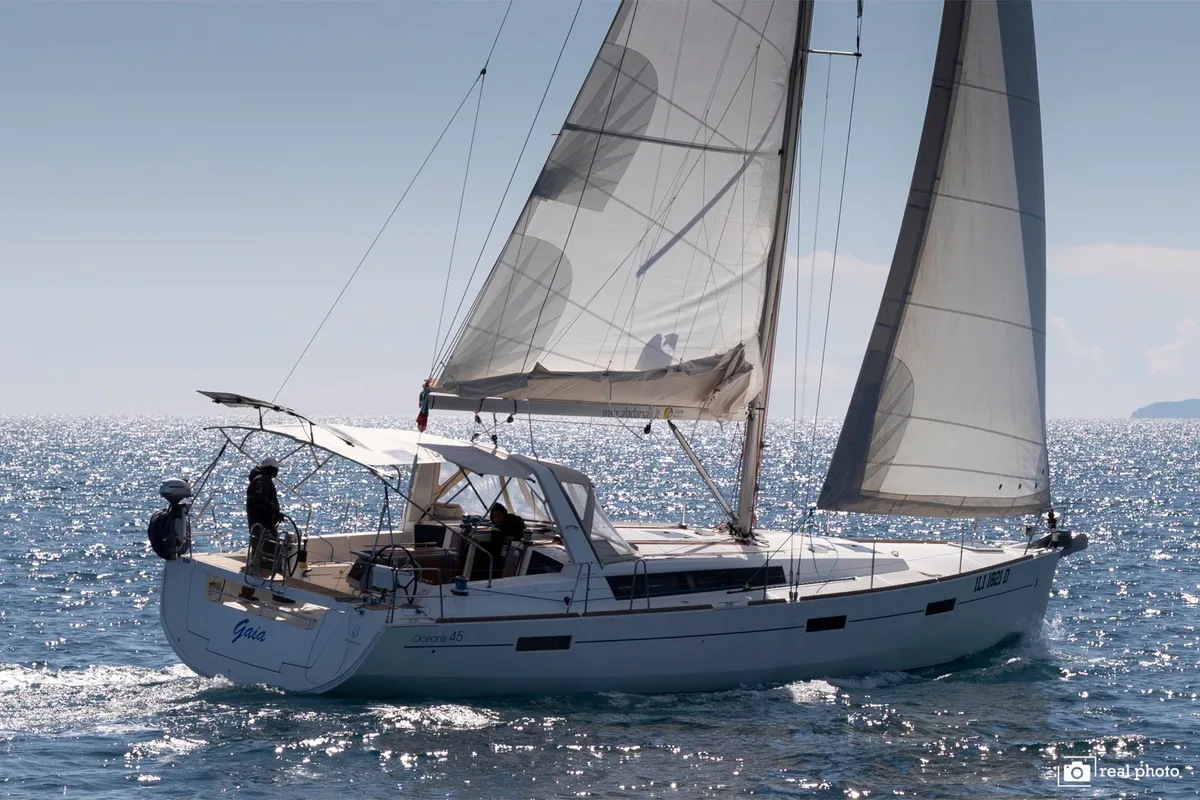 Exterior view of Gaia - Solar Panel, a Beneteau Oceanis 45 sailboat at Cannigione, Italy