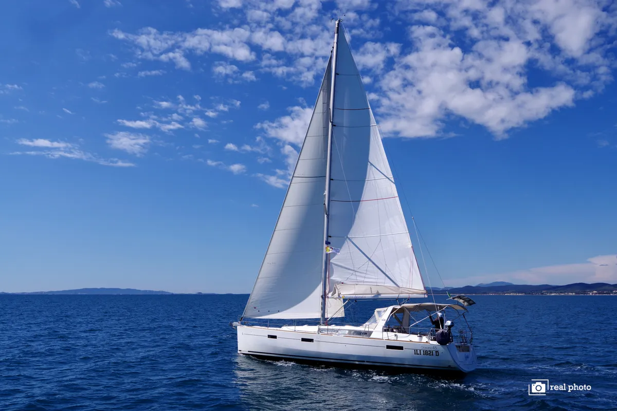 Exterior view of Gaia - Solar Panel, a Beneteau Oceanis 45 sailboat at Cannigione, Italy