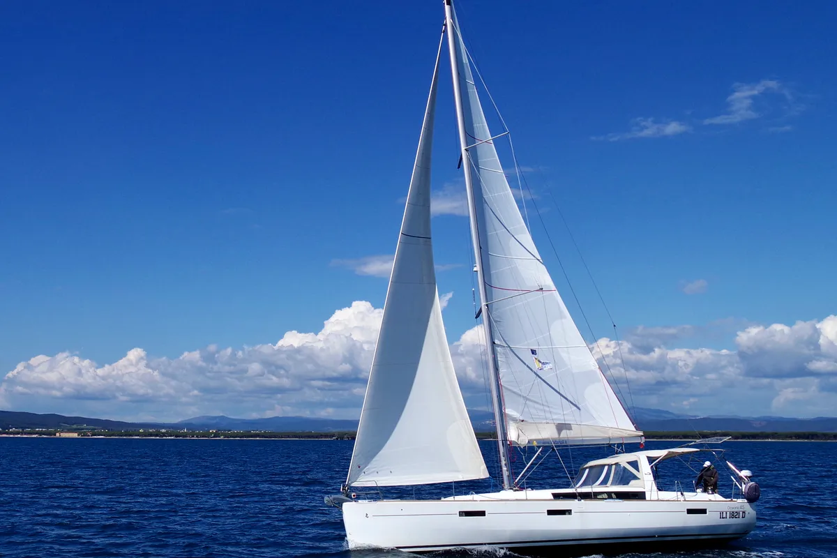 Exterior view of Gaia - Solar Panel, a Beneteau Oceanis 45 sailboat at Cannigione, Italy