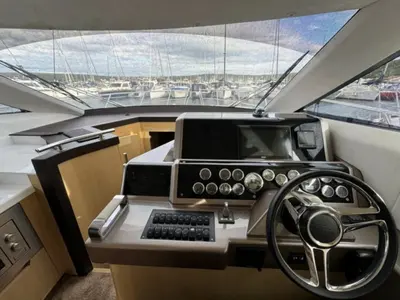 Cockpit of Minesa, a Galeon 420 Fly motor yacht at Punat, Croatia