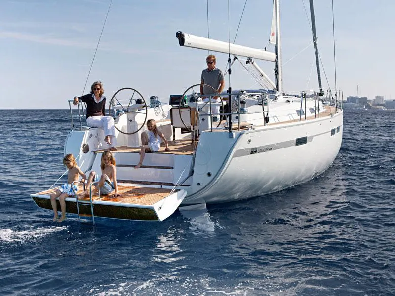 Exterior view of Chiara F., a Bavaria Cruiser 45 sailboat at San Benedetto del Tronto, Italy
