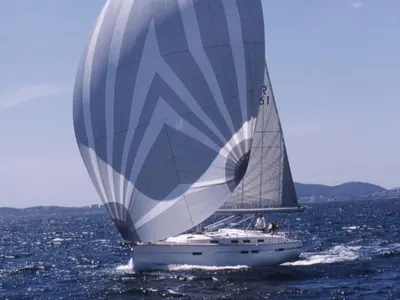 Exterior view of Chiara F., a Bavaria Cruiser 45 sailboat at San Benedetto del Tronto, Italy