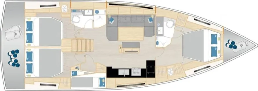 Floor plan of Vingilot - OW, a Hanse 460 sailboat at Medulin, Croatia