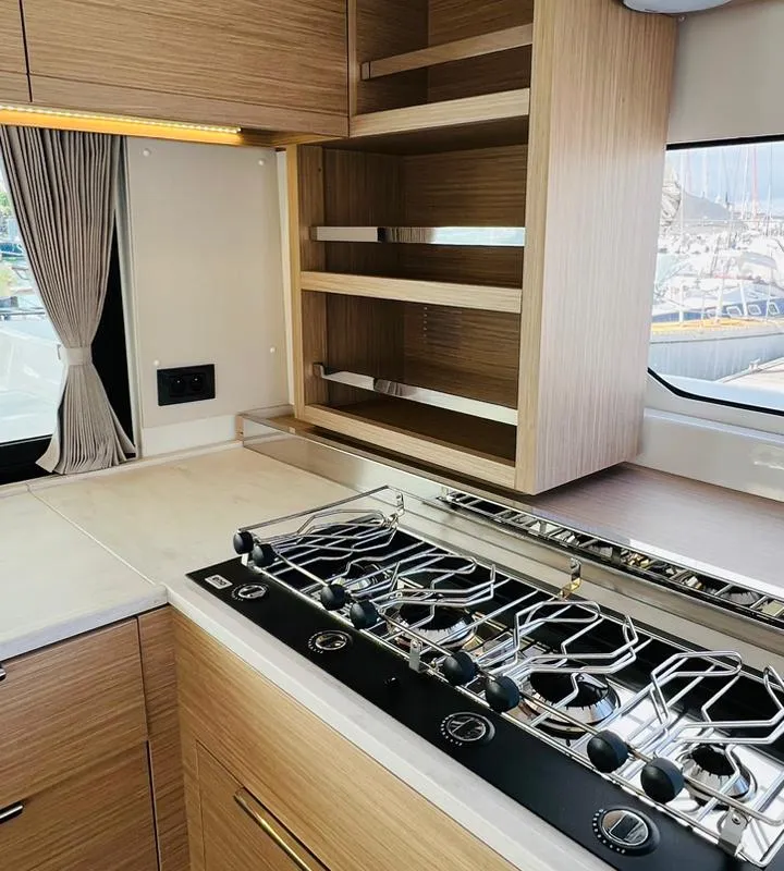 Galley of Zoey, a Lagoon 46 catamaran at Kontokali, Greece