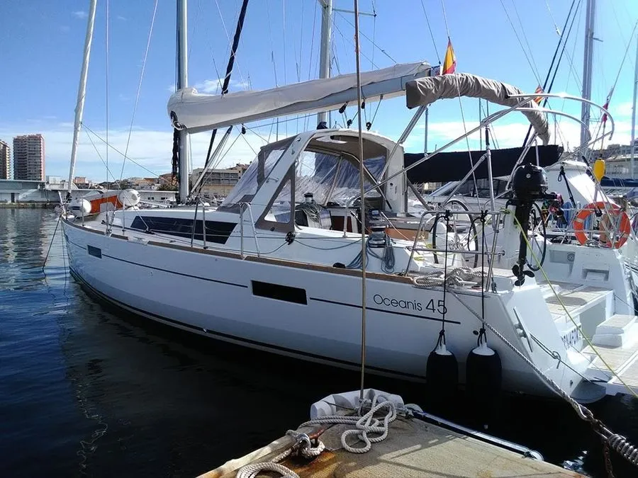 Exterior view of Tornafort, a Beneteau Oceanis 45 sailboat at Palamós, Spain