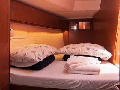 Cabin on Adria Sonja, a Bavaria Cruiser 46 sailboat at Split, Croatia
