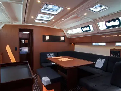 Salon of Adria Sonja, a Bavaria Cruiser 46 sailboat at Split, Croatia