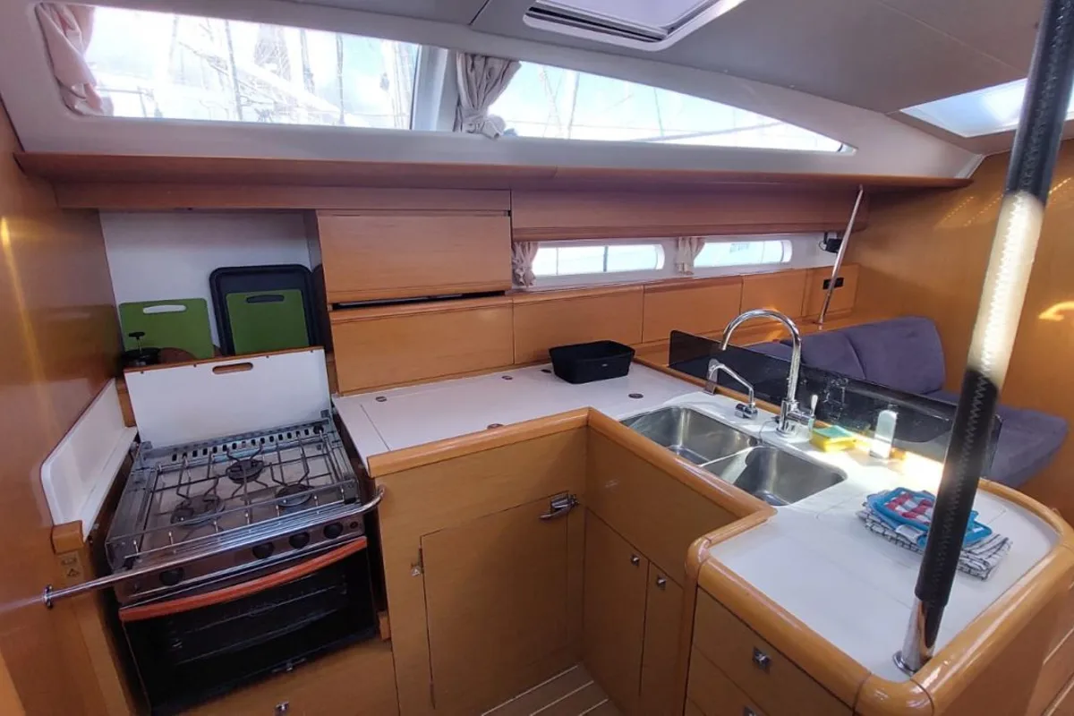 Galley of Madeleine, a Jeanneau 53 sailboat at San Miguel de Abona, Spain