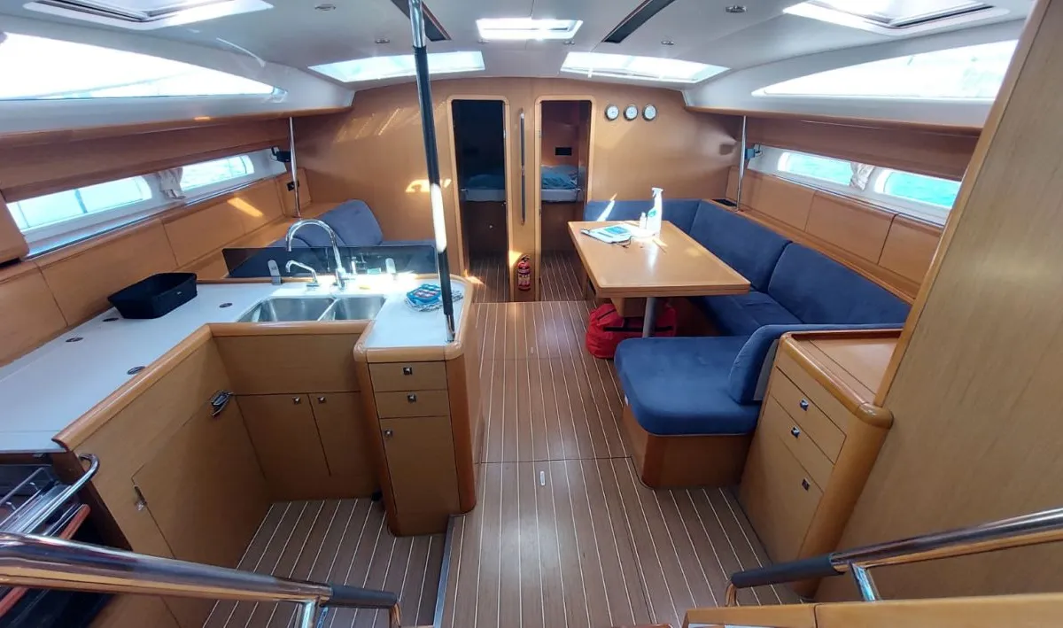 Salon of Madeleine, a Jeanneau 53 sailboat at San Miguel de Abona, Spain